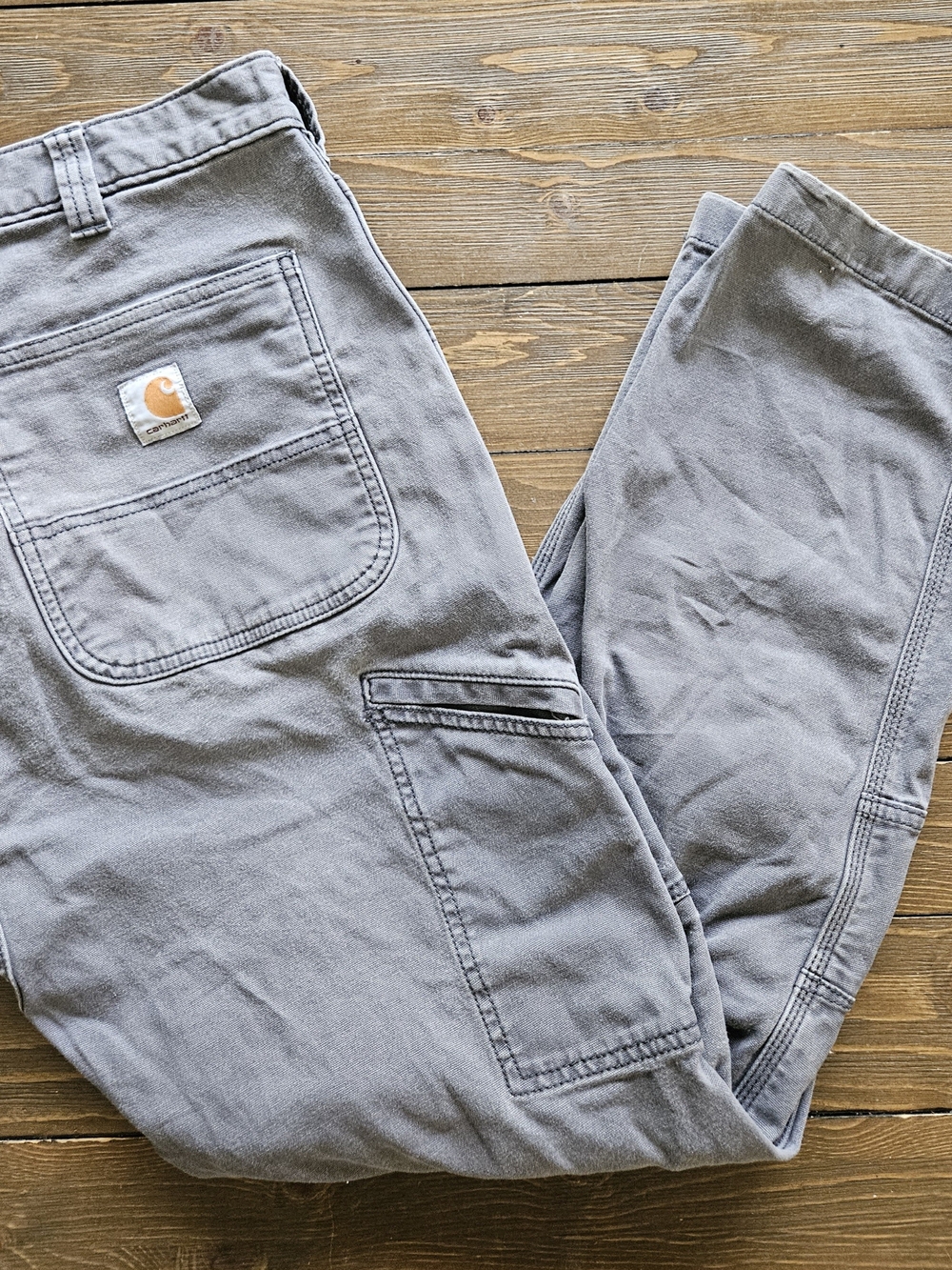 Carhartt Relaxed Fit Utility Work Pants Mens 34x30 Gray Canvas Carpenter Cargo
